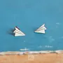 Jewelry - Origami Paper Airplane Funky Earrings - Minimalist Japanese Earrings - Whimsical Travel Gift - PINTONIK