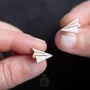 Jewelry - Origami Paper Airplane Funky Earrings - Minimalist Japanese Earrings - Whimsical Travel Gift - PINTONIK