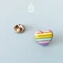 Jewelry - Pastel Rainbow Hearts Pin - Collar Brooch - Valentine's Day Wooden Badge - PINTONIK
