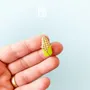 Jewelry - Sweet Corn on the Cob Lapel Pin - Wood Maize Badge Yellow Vegetable Pin - PINTONIK