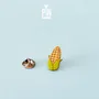 Jewelry - Sweet Corn on the Cob Lapel Pin - Wood Maize Badge Yellow Vegetable Pin - PINTONIK