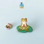 Jewelry - Zen Yoga Frog Pin - Wood Red-Eyed Tree Frog Accessories - PINTONIK
