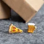 Bijoux - Boucles d'oreilles originales dépareillées pizza et bière - Boucles d'oreilles funky Oktoberfest - Cadeaux d'anniversaire miniatures gourmands et amusants - PINTONIK