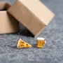 Bijoux - Boucles d'oreilles originales dépareillées pizza et bière - Boucles d'oreilles funky Oktoberfest - Cadeaux d'anniversaire miniatures gourmands et amusants - PINTONIK