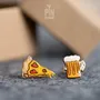 Bijoux - Boucles d'oreilles originales dépareillées pizza et bière - Boucles d'oreilles funky Oktoberfest - Cadeaux d'anniversaire miniatures gourmands et amusants - PINTONIK