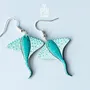 Jewelry - Mint Stingray Earrings - Sea Life Wooden Manta Ray - Sterling Silver - PINTONIK