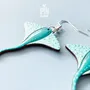 Jewelry - Mint Stingray Earrings - Sea Life Wooden Manta Ray - Sterling Silver - PINTONIK