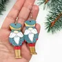 Bijoux - Boucles d'oreilles Casse-Noisette de Noël - Boucles d'oreilles fantaisie - Bijoux amusants à glisser dans une chaussette de Noël - PINTONIK