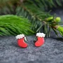 Bijoux - Chaussettes de Père Noël, boucles d'oreilles originales, cadeau de Noël insolite - PINTONIK
