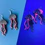 Bijoux - Boucles d'oreilles méduses néon - Bois coloré et argent sterling - PINTONIK