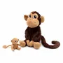 Soft toy - Mom-baby monkey plush Zazou Les Ptipotos - LES DEGLINGOS