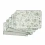 Placemats - Double-Sided Toile de Jouy Green & Stripes Placemats - ROSEBERRY HOME