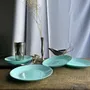 Everyday plates - Set of 6 small vintage turquoise blue dessert plates D18 - OFFICE OBJETS