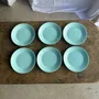 Everyday plates - Set of 6 small vintage turquoise blue dessert plates D18 - OFFICE OBJETS