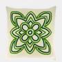 Cushions - Handmade Florea Natural Linen and Green Embroidered Cushion - HOUSE OF CAPRICORN
