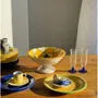 Bowls - Large yellow pedestal fruit bowl with plum pattern H15 D29 - OFFICE OBJETS