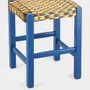 Tabourets - Handmade Coruche Blue Wood and Multicoloured Reed Stool - HOUSE OF CAPRICORN