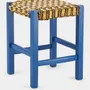 Tabourets - Handmade Coruche Blue Wood and Multicoloured Reed Stool - HOUSE OF CAPRICORN