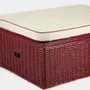 Poufs - Handmade Furnas Bordeaux Wicker and Natural Linen Ottoman - HOUSE OF CAPRICORN