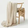 Throw blankets - Linen waffle throw blanket in Vanilla - MAGICLINEN