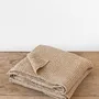 Throw blankets - Linen waffle throw blanket in Beige - MAGICLINEN