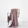 Throw blankets - Linen waffle throw blanket in Woodrose - MAGICLINEN