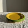 Everyday plates - Set of 3 large yellow Italian plates with green border D27 H3 - OFFICE OBJETS