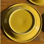 Everyday plates - Set of 3 large yellow Italian plates with green border D27 H3 - OFFICE OBJETS