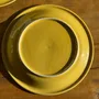 Everyday plates - Set of 3 large yellow Italian plates with green border D27 H3 - OFFICE OBJETS