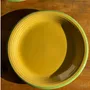 Everyday plates - Set of 3 large yellow Italian plates with green border D27 H3 - OFFICE OBJETS