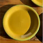Everyday plates - Set of 3 large yellow Italian plates with green border D27 H3 - OFFICE OBJETS