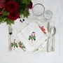 Christmas table settings - Joyful Christmas Panama Embroidered Napkins – Festive Story - ROSEBERRY HOME