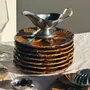 Assiettes de réception - Lot de 12 assiettes à huîtres ou coquillages en céramique brune vernis - OFFICE OBJETS