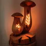 Pièces uniques - Cèpe lumineux tabouret sculpté en bois - BOIS DE LION