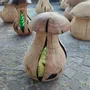 Pièces uniques - Cèpe lumineux tabouret sculpté en bois - BOIS DE LION