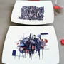 Gifts - Limited Edition: Customizable Square Porcelain Plates Set - Unique Ethnic Pattern « Artist KHA 1 » - KEMI HOME ART