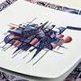 Gifts - Limited Edition: Customizable Square Porcelain Plates Set - Unique Ethnic Pattern « Artist KHA 1 » - KEMI HOME ART