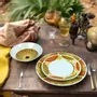 Cadeaux - Éclat d'Afrique : Coffret de 6 assiettes en porcelaine française personnalisables, motif wax unique Gammaphone orange - KEMI HOME ART
