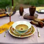 Cadeaux - Éclat d'Afrique : Coffret de 6 assiettes en porcelaine française personnalisables, motif wax unique Gammaphone orange - KEMI HOME ART