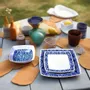 Gifts - Elegant Set of 6 Customizable Square Plates – Cameroon Ndop Blue Pattern, Unique Handcrafted Artistry Made to Order - KEMI HOME ART