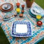 Gifts - Elegant Set of 6 Customizable Square Plates – Cameroon Ndop Blue Pattern, Unique Handcrafted Artistry Made to Order - KEMI HOME ART