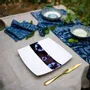 Gifts - Limited Edition: Set of 6 Customizable French Porcelain Plates - Unique Ethnic Indigo Pattern, Made to Order for an Exquisite Table Setting - KEMI HOME ART