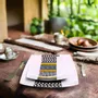 Gifts - Limited Edition: Set of 6 Customizable Square Plates – Kounta Motif from Niger, French Craftsmanship - KEMI HOME ART