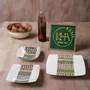 Gifts - Limited Edition: Set of 6 Customizable Square Plates – Kounta Motif from Niger, French Craftsmanship - KEMI HOME ART