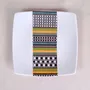 Gifts - Limited Edition: Set of 6 Customizable Square Plates – Kounta Motif from Niger, French Craftsmanship - KEMI HOME ART