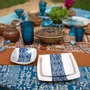 Gifts - Limited Edition: Set of 6 Customizable Ndop Blue Pattern Porcelain Plates – Unique Cameroonian Craftsmanship - KEMI HOME ART