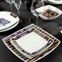 Gifts - Baoulé Art Set: 6 Customizable Square Porcelain Plates – Unique Black & Yellow Ethnic Pattern - KEMI HOME ART