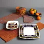 Gifts - Baoulé Art Set: 6 Customizable Square Porcelain Plates – Unique Black & Yellow Ethnic Pattern - KEMI HOME ART