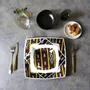 Gifts - Baoulé Art Set: 6 Customizable Square Porcelain Plates – Unique Black & Yellow Ethnic Pattern - KEMI HOME ART