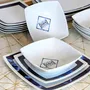 Gifts - Indigo Splendor: Set of 6 Customizable Square French Porcelain Plates – Unique Ethnic Deep Blue Night Pattern - KEMI HOME ART
